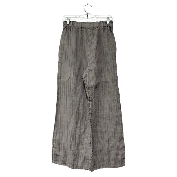 Campo De Firori Linen Wide Leg Pants Women’s Sz S Gray Pinstripe Pull On - Picture 4 of 7